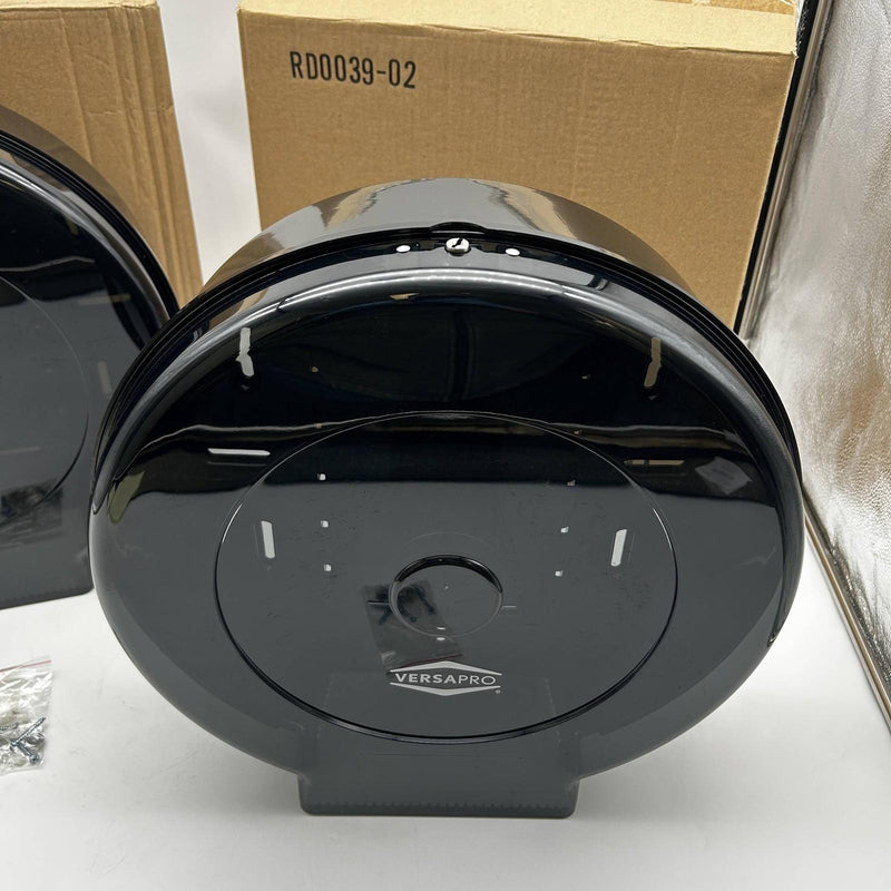 VersaPro D52002 Toilet Paper Dispenser 12in Jumbo Roll Tissue Smoke Black 2pk 5