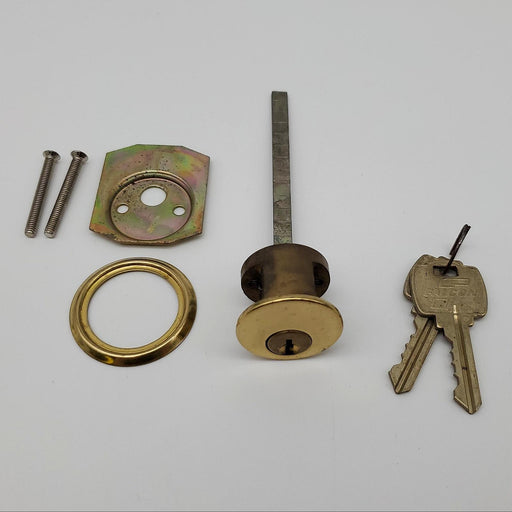 Falcon Rim Cylinder Lock 4-1/2" Length Polished Brass No 951 E Keyway USA Made 2