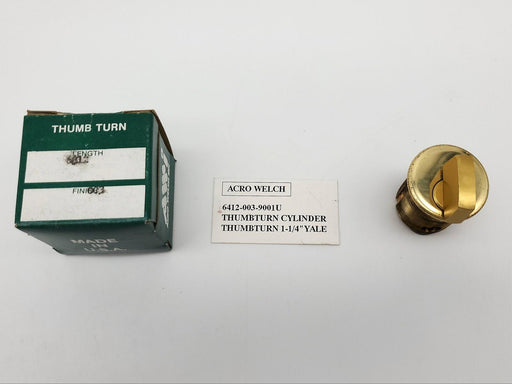 Acro Welch Mortise Cylinder Thumb Turn 1-1/4" Bright Brass 6412 9001U Yale NOS 2