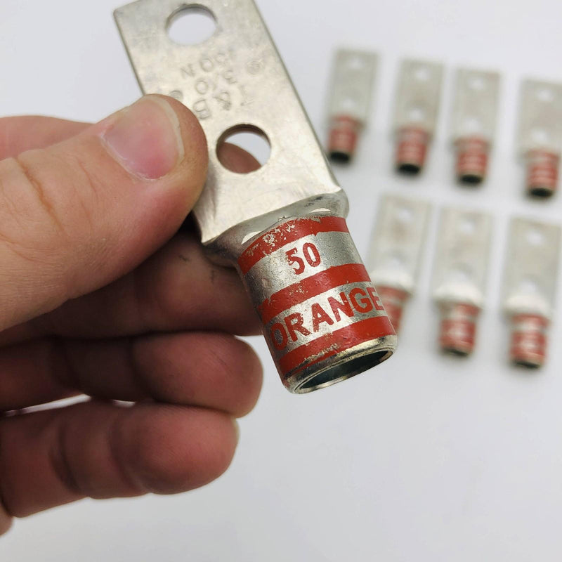 Thomas & Betts 54266 Lug Compression Connector Barrel Shape 2-Hole Orange 9pk 4