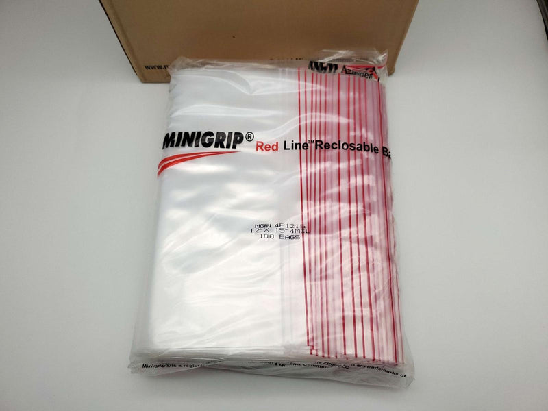 MiniGrip 12" x 15" Reclosable Bags Clear 4 Mil Polyethylene Pack of 500 2