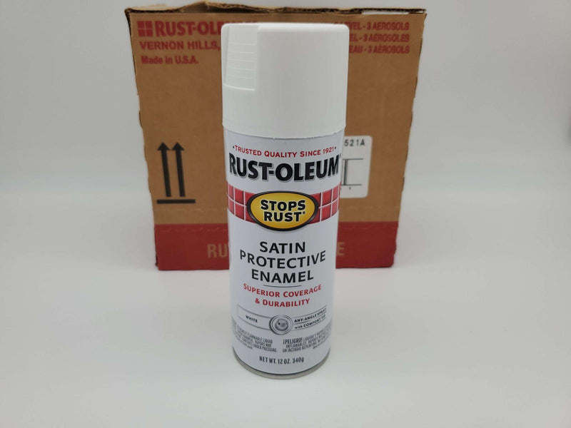 Rust Oleum Rust Stop Spray Paint Satin White 12oz 7791830 Pack of 6 Cans 2