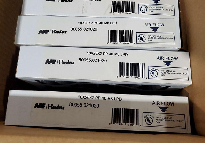 AAF Flanders 10x20x2 Air Filters Pre Pleat LPD Merv 8 80055.021020 Pack of 12 4