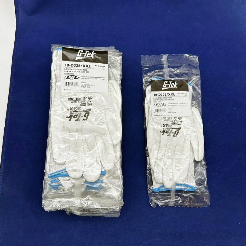 G-Tek 19-D325 Cut Resistant Glove XX-Large 2XL White 3GX Dyneema Diamond 12 Prs 10