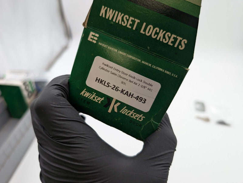Kwikset Entry Door Knob Lock Double Cylinder Satin Chrome Bel Air 2-3/8" 441 BDL