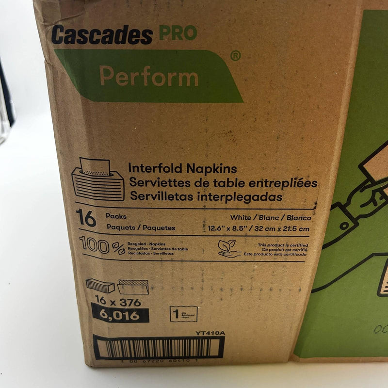Cascades Pro Perform T410 White Napkin Interfold 1-Ply Recycled 16pks/Case 2