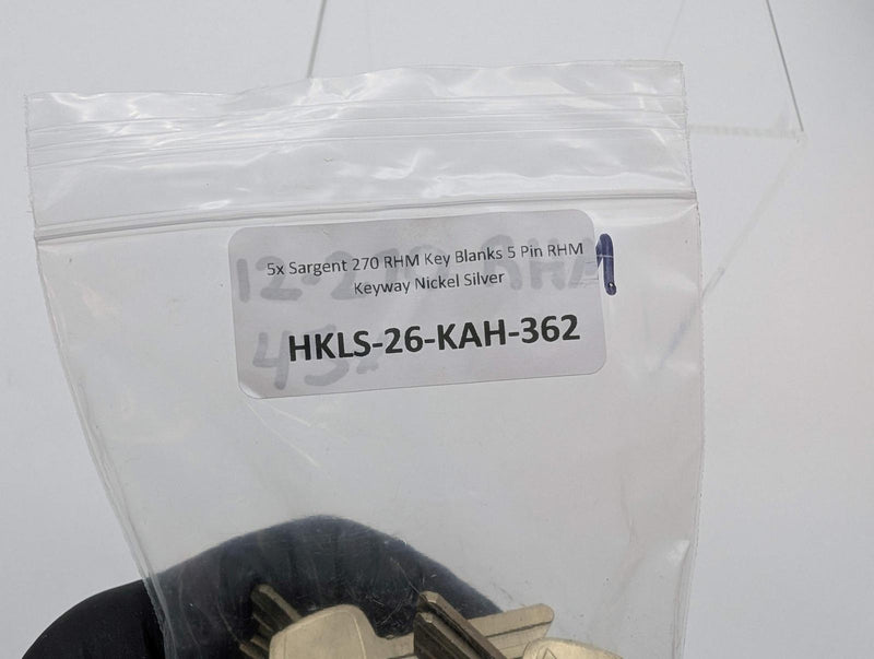 5x Sargent 270 RHM Key Blanks 5 Pin RHM Keyway Nickel Silver 3