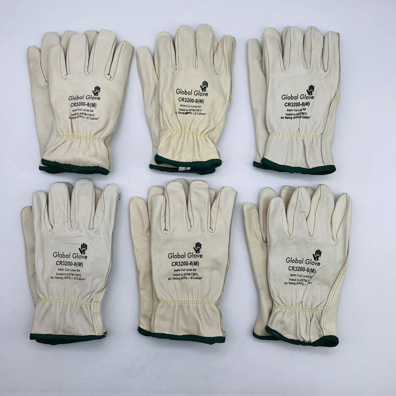 Global Glove CR3200 Drivers Work Gloves Size Medium Keystone Leather 6 Pairs 6