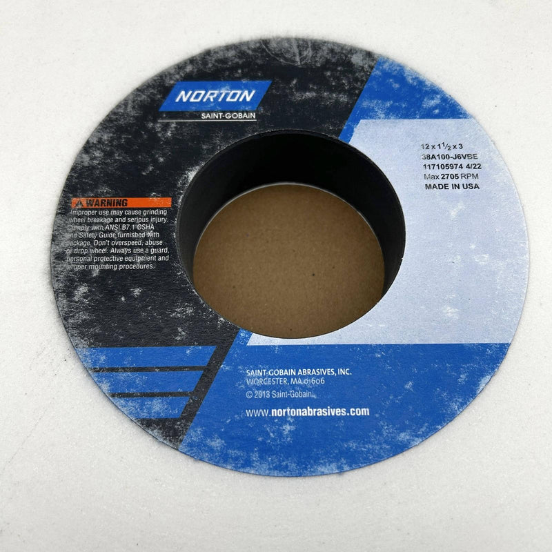 Norton 66253188986 Grinding Wheel 12in x 1-1/2 x 3 Type 1 White 38A100-J6VBE 3