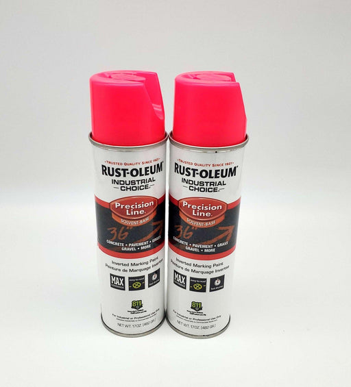 Rust-Oleum Inverted Marking Spray Paint Flourescent Pink 17oz Can Pack of 2 1