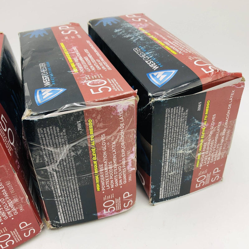 West Chester 2550 Disposable Gloves Small Posi Shield PF Latex 5 Boxes/250 Glove 6