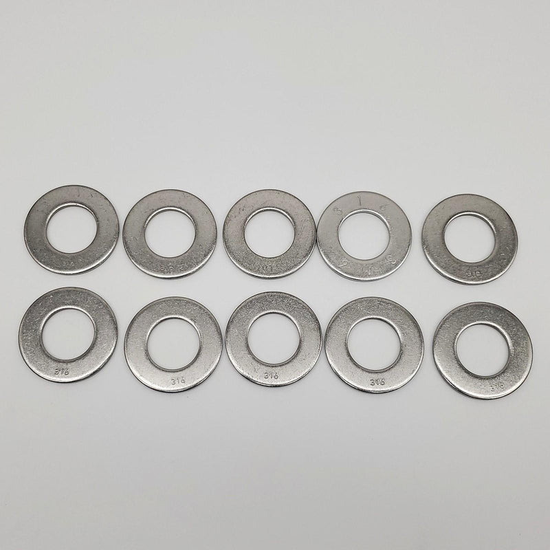 1" x 2" OD Flat Washers 316SS 0.11" Thick Star Stainless Screw Co Pack of 10 1