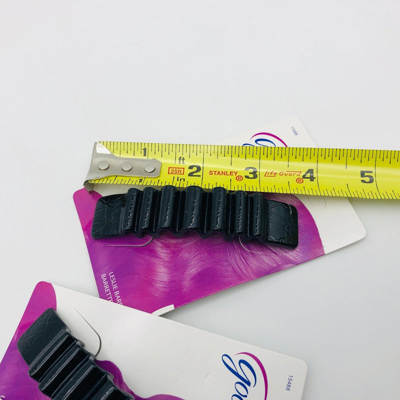 3-Pack Goody Leslie Barrettes Hair Clips Autoclasp 3.5inches Black Silver 15488 4