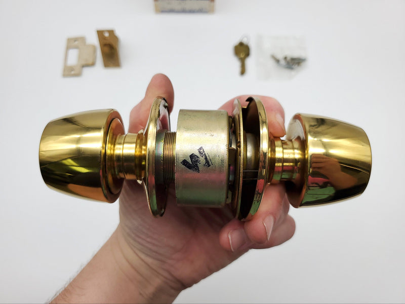 Arrow Entry Door Knob Lock Bright Brass 2-3/8" Backset 351 Cylindrical Lockset