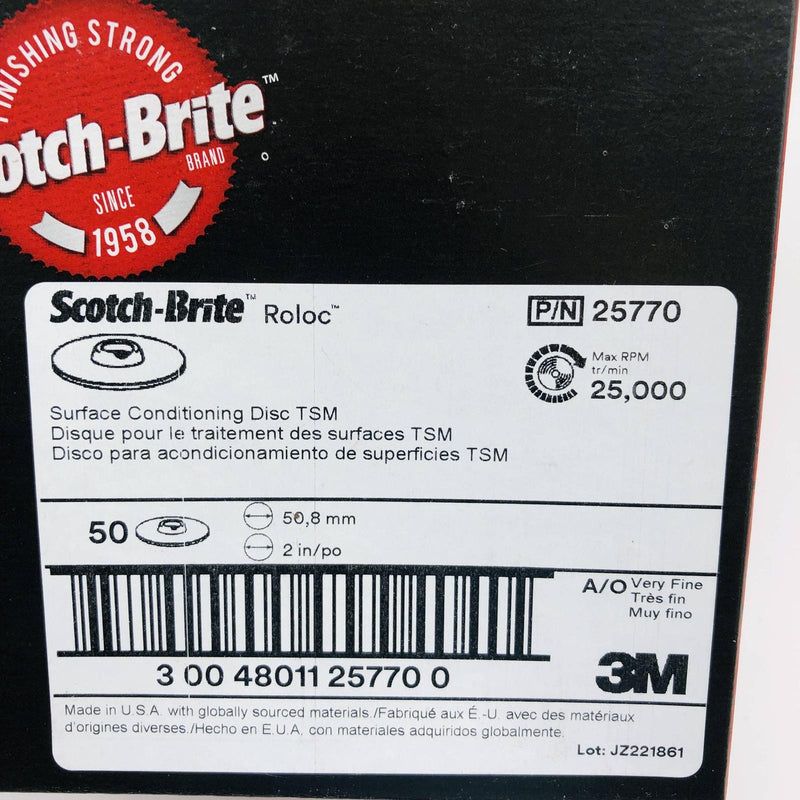 3M Scotch Brite 25770 Disc 2in x NH Roloc TSM SF Conditioning A/O Very Fine 50pk 2