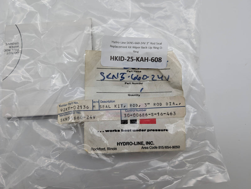 Hydro-Line SKN5-660-24V 3" Rod Seal Replacement Kit Wiper Back-Up Ring O-Ring 5