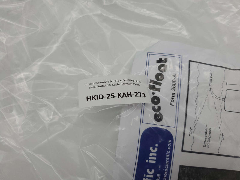 Anchor Scientific Eco Float GP 20NO Float Level Switch 20' Cable Normally Open 7