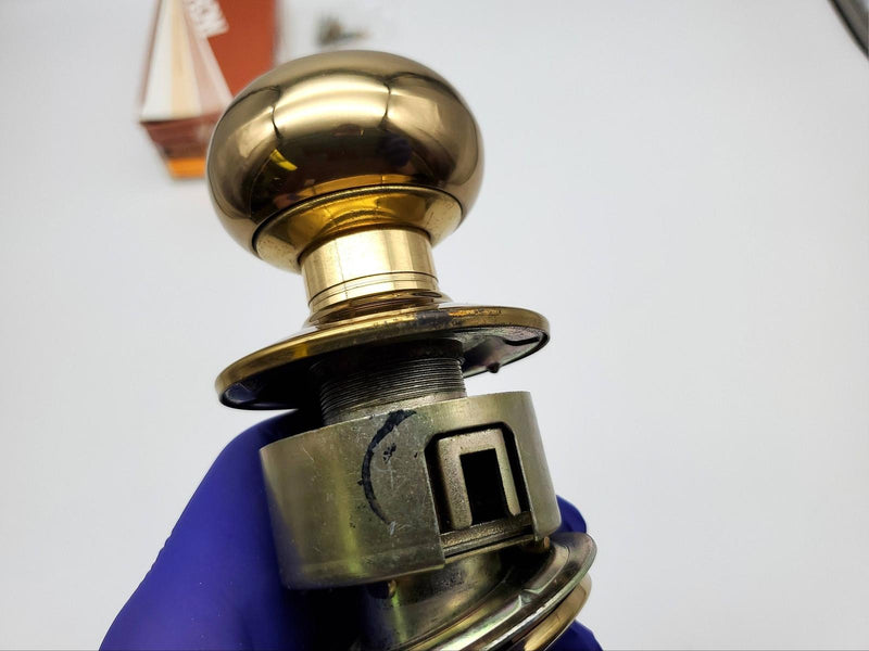 Arrow Door Knob Storeroom Lock Bright Brass 2-3/8" BS SFIC Ready M12TA RH NOS 5