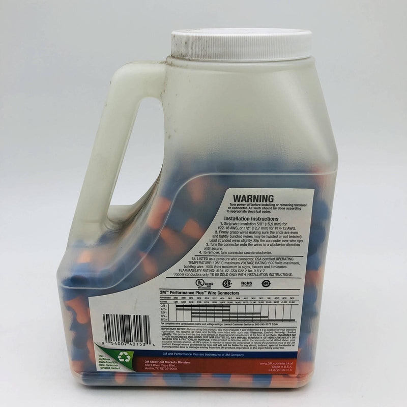 3M 7000133222 Performance Plus O/B+ Wire Connectors Orange/Blue 500/Jug 7