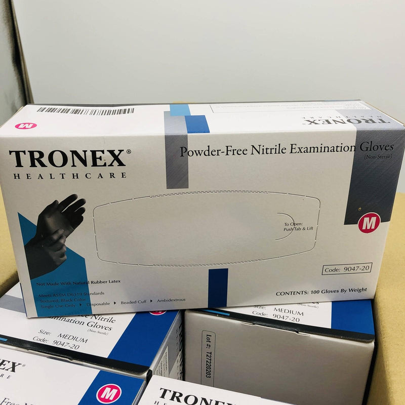 Tronex 9047-20 Disposable Gloves Nitrile Medium Black Powder Free Case of 1000 3