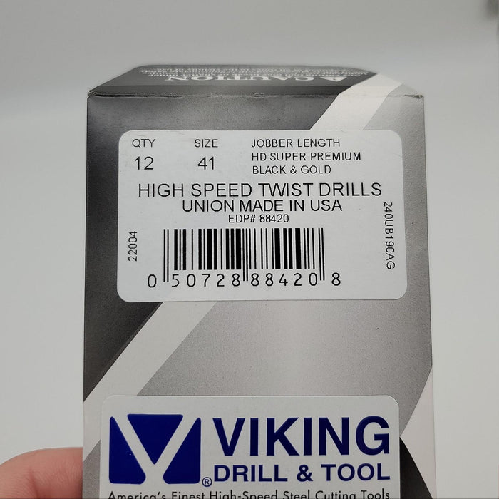 12x Viking Size 41 Drill Bits 88420 135 Deg Split Point HSS Jobber Length 2.375" 3