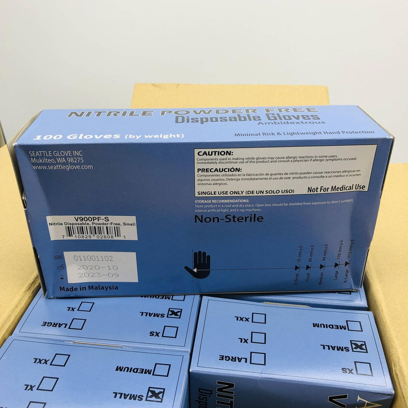 Acti-Seal V900PF Disposable Gloves Nitrile Small Powder Free 4 Mil 1000/Case 5
