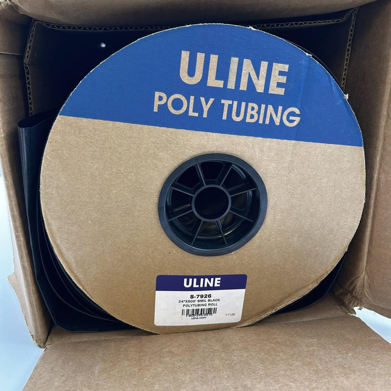 Uline S-7926 Black Poly Tubing Roll 6 Mil 24" x 500' LDPE Non-Vacuum 1 Roll 7