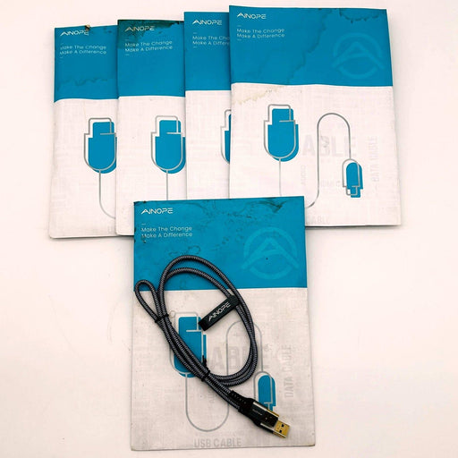 Ainope AP514-1M USB A to USB A Cable 3.3ft Grey Nylon Braided Lot of 5 1