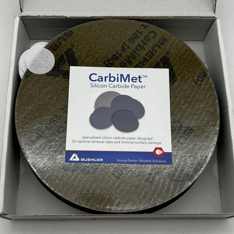 Buehler CarbiMet 36080180 Abrasive Discs SiC Paper 8in 180 Grit PSA 100/BX 1
