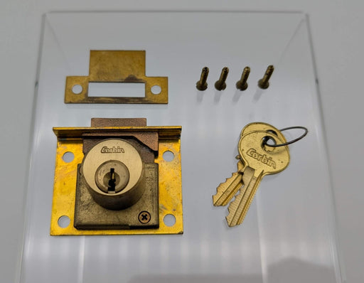 Corbin Cabinet Lock Drawer Lock 1/2" D x 7/8" L Satin Brass 0666 Keyed Alike 1