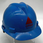 MSA 475359 Hard Hat V Gard Blue Cap Oil Oilfield Refinery Memorabilia Staz-On 11