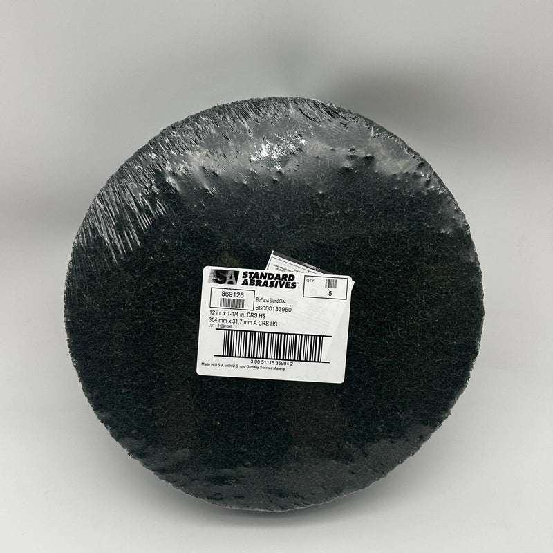 3M Standard Abrasives 869126 Buff and Blend HS Disc 12in x 1-1/4 Course CRS 5PK