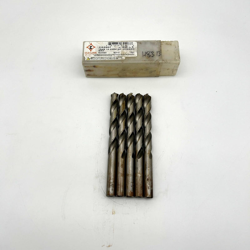 5pk Cle-Line C62907 Jobber Drill Bit 1898 12.2MM HSS Bright 2 Flutes 5XD Right 6