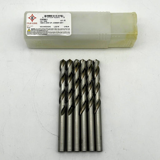 Cle-Line C62891 Jobber Length Drill Bit 1898 9.3mm Gen Purpose HSS Bright 6pk 1