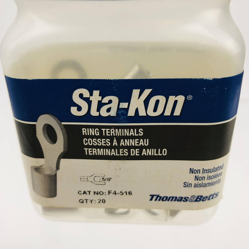 Thomas & Betts Sta-Kon F4-516 Ring Terminal 5/16 Non Insulated Brazed Seam 20pk 2