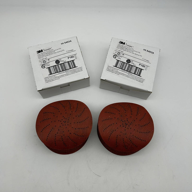 3M Hookit 54034 Sanding Film Disc 375L P180 Grade 5in Hook and Loop 100pk/2 Bxs