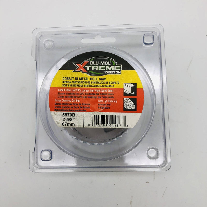 Blu Mol Xtreme 5870B Hole Saw 2-5/8"/67mm Cobalt Steel Bi-Metal Cats Eye Opening 2