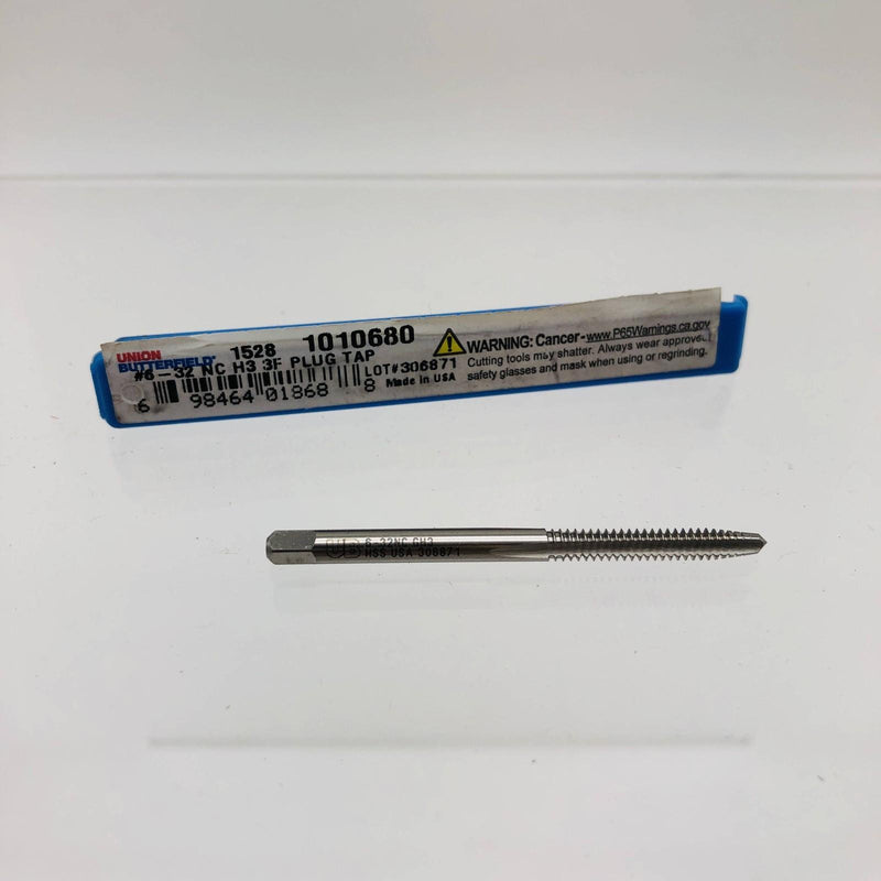 Union Butterfield 1010680 Plug Tap 1528 Series Number 6-32 NC H3 3 Flutes HSS 8