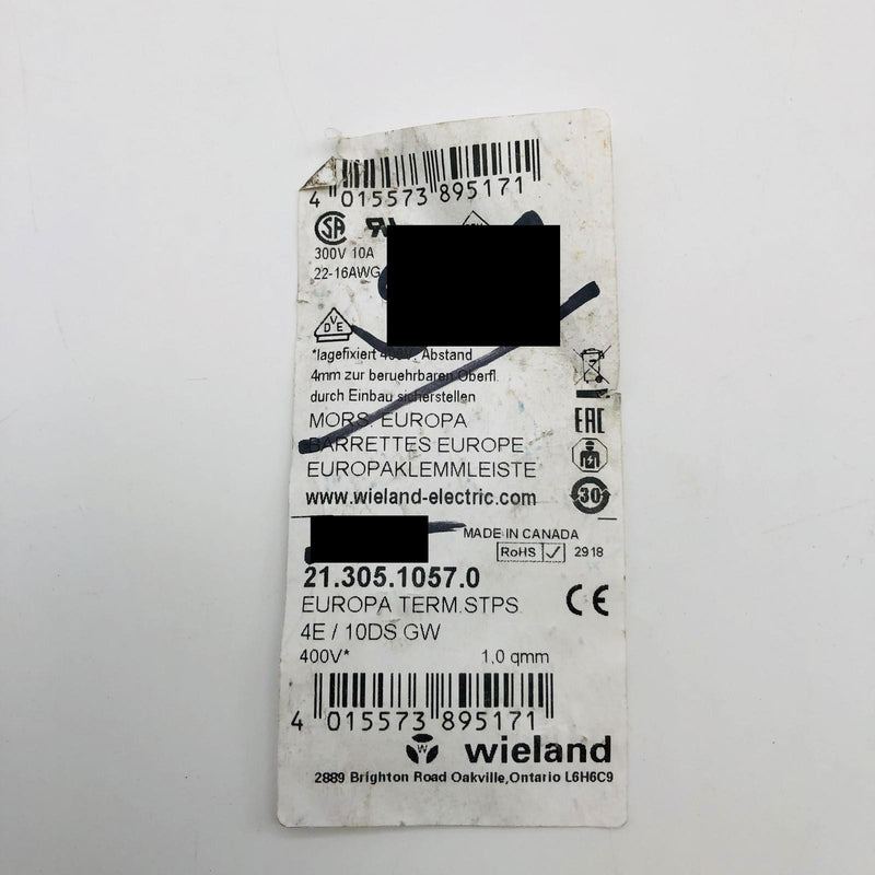 Wieland 21.305.1057.0 Terminal Strip Europa Eurostyle 4E/10DS GW Lot of 10 2