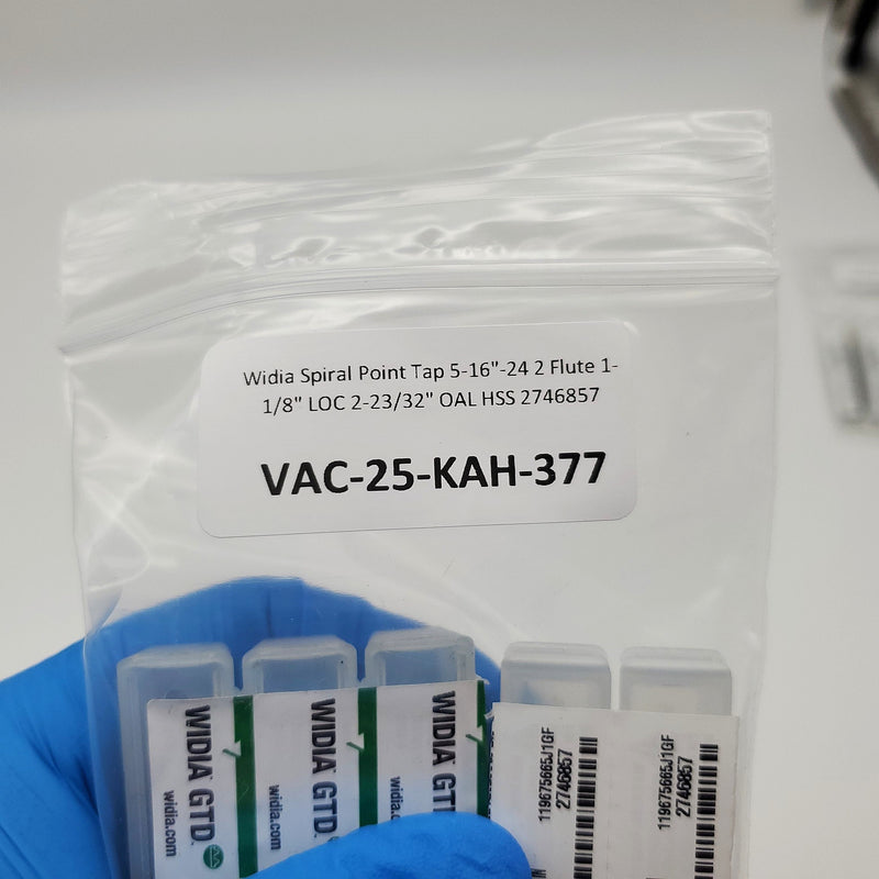 Widia Spiral Point Tap 5-16"-24 2 Flute 1-1/8" LOC 2-23/32" OAL HSS 2746857 6