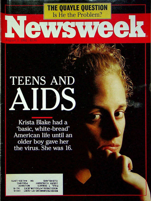 Newsweek Magazine August 3 1992 Adolescent Aids Crisis Dan Quayle Vice President 1