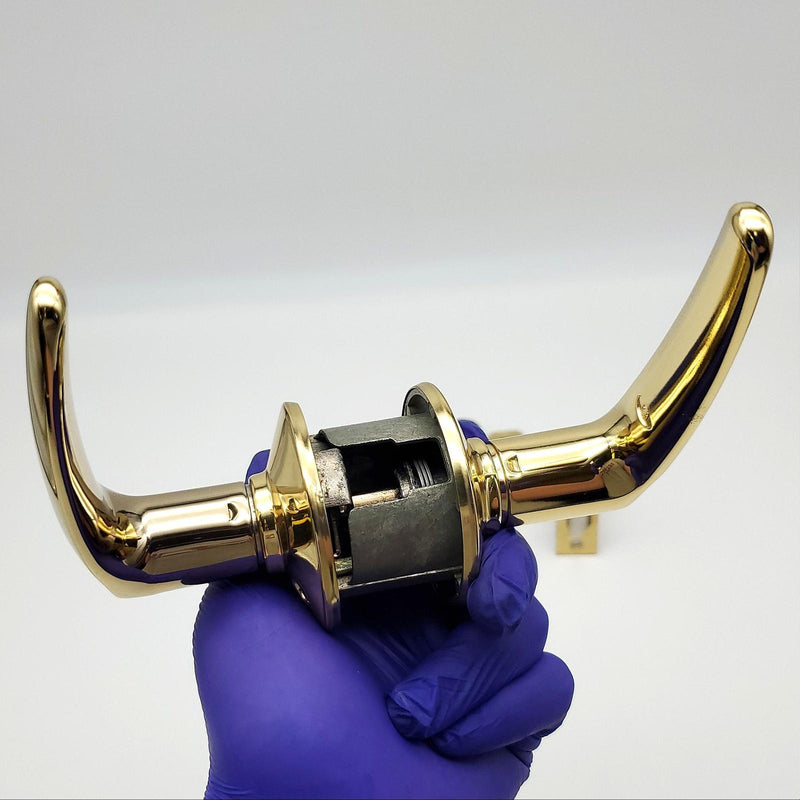 Schlage Door Lever Privacy Lock 2-3/8" to 2-3/4" Backset F40NV JAZ Bright Brass 5