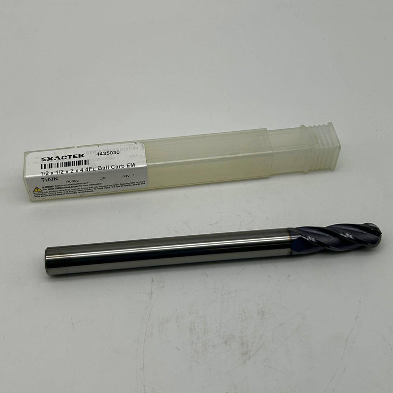 Ball End Mill Carbide 1/2 x 1/2 x 2 x 4 TIAIN EM 4 Flutes Exactek 4435030 1ct 1