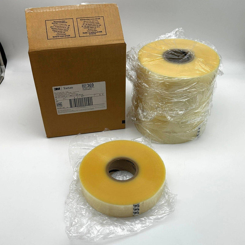 3M Tartan 369 Clear Box Sealing Tape 48mm x 914m 1.6 mil Hot Melt 6 Rolls/Case 1