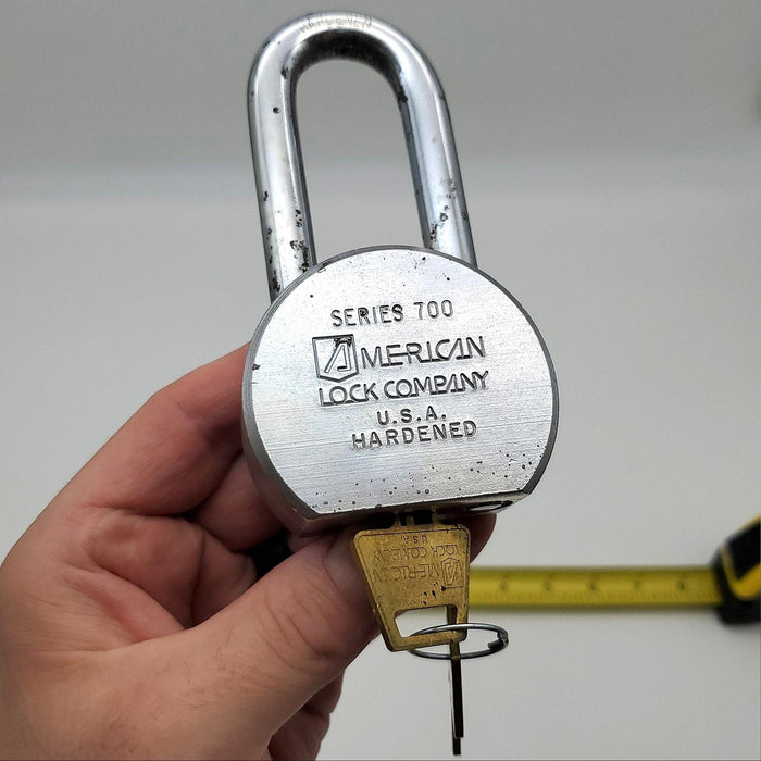 American 703 Padlock 2-1/8"L x 7/16"D Shackle 2-3/8" Body Rekeyable Keyed Alike 1