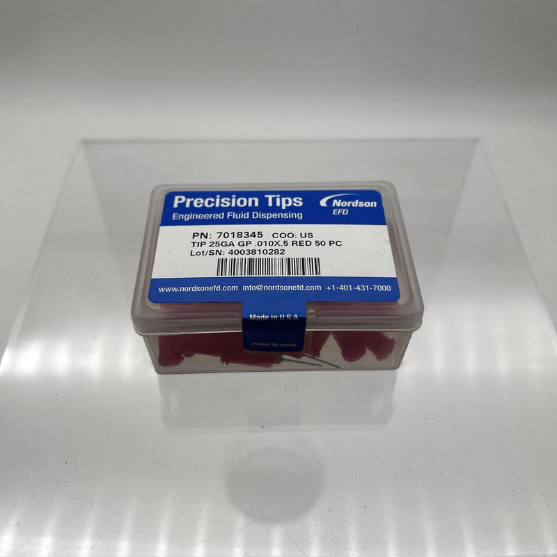 Nordson EFD 7018345 Precision Dispensing Tip 25 Gauge GP .010 x .5 Red 50pk/bx 6