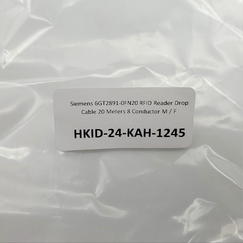 Siemens 6GT2891-0FN20 RFID Reader Drop Cable 20 Meters 8 Conductor M / F 4