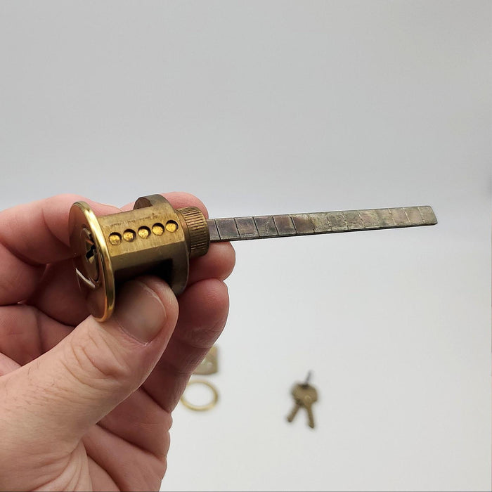 Falcon Rim Cylinder Lock 4-1/2" Length Polished Brass No 951 E Keyway USA Made 4