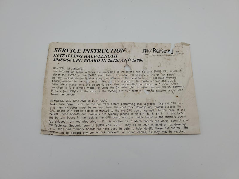 ITW Ransburg 77771-01 CPU Board 80486/66 for 2k220 & 2k880 Metering Systems 5