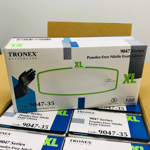Tronex 9047-35 Disposable Gloves Nitrile Extra Large XL Black PF Case of 1000 1